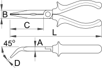 Unior Bent Long Nose Pliers 170 mm